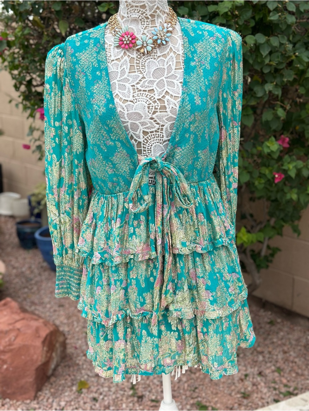 Hemant and Nandita Women's Green and Blue Dress
Size M